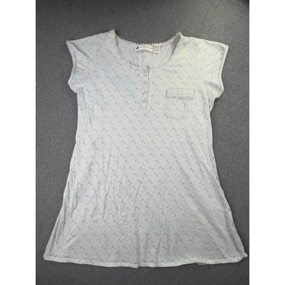 Eileen‎ West Nightgown Women's Size Medium Floral Short Sleeve Cottagecore